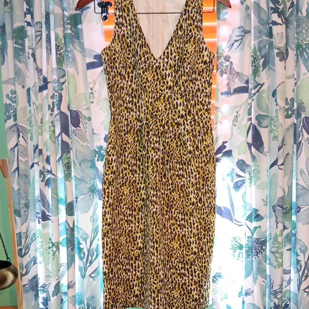 J. Crew Leopard Print Midi Dress - Yellow and Black